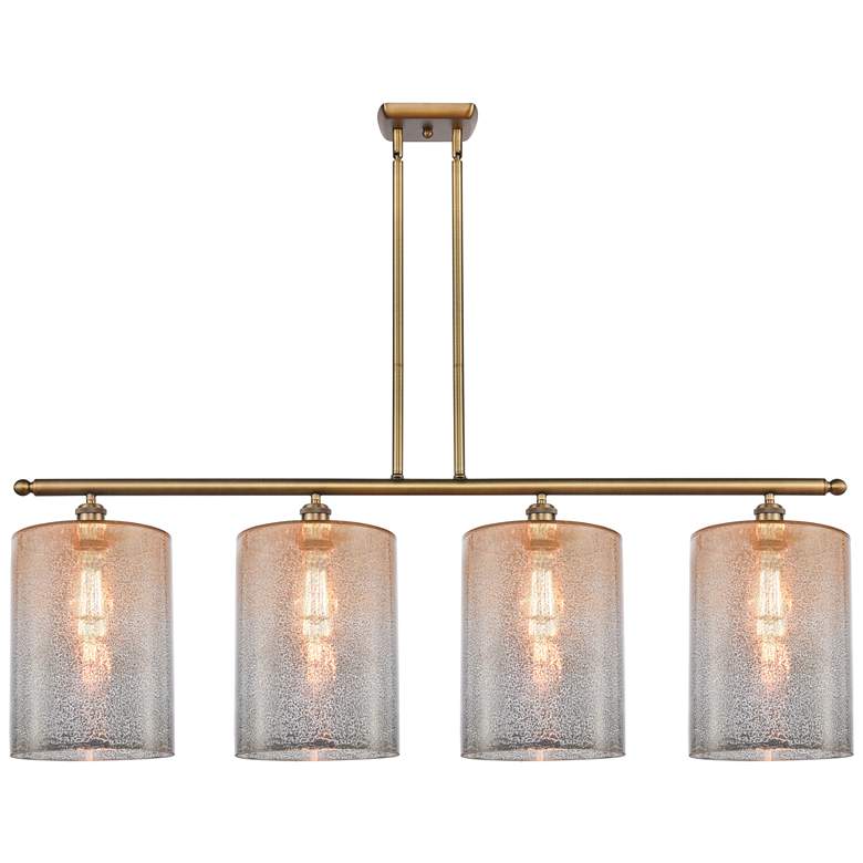 Image 1 Cobbleskill 10" 4 Light Brushed Brass Island Light w/ Mercury Shade
