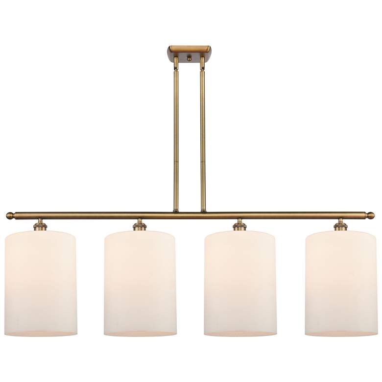 Image 1 Cobbleskill 10" 4 Light Brushed Brass Island Light w/ White Shade