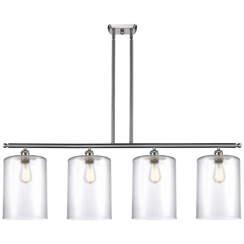Image 1 Cobbleskill 10" 4 Light Brushed Nickel Island Light w/ Clear Shade