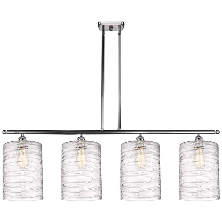 Image 1 Cobbleskill 10" 4 Light Brushed Nickel Island Light w/ Swirl Shade