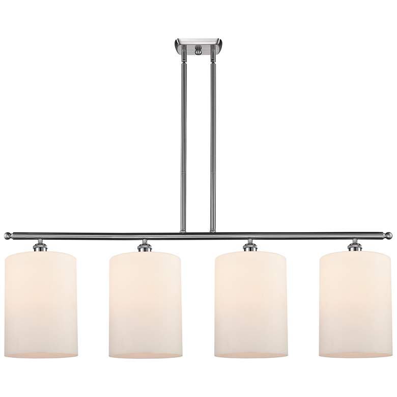 Image 1 Cobbleskill 10" 4 Light Brushed Nickel Island Light w/ White Shade