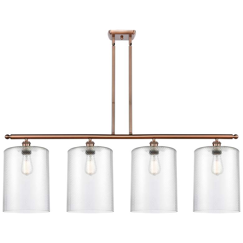 Image 1 Cobbleskill 10" 4 Light Copper Island Light w/ Clear Shade