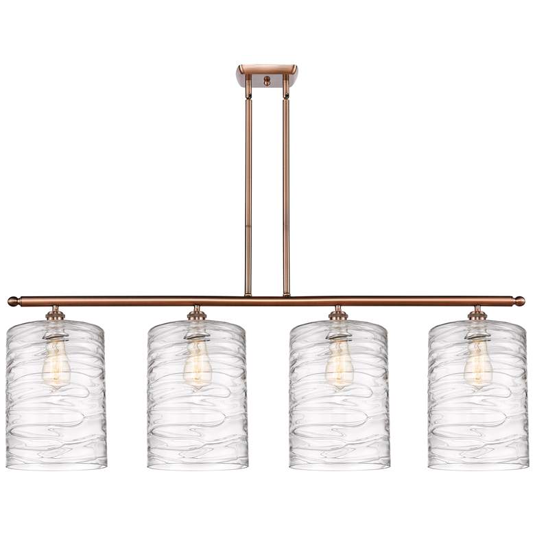 Image 1 Cobbleskill 10" 4 Light Copper Island Light w/ Swirl Shade