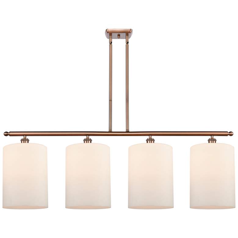 Image 1 Cobbleskill 10" 4 Light Copper Island Light w/ White Shade