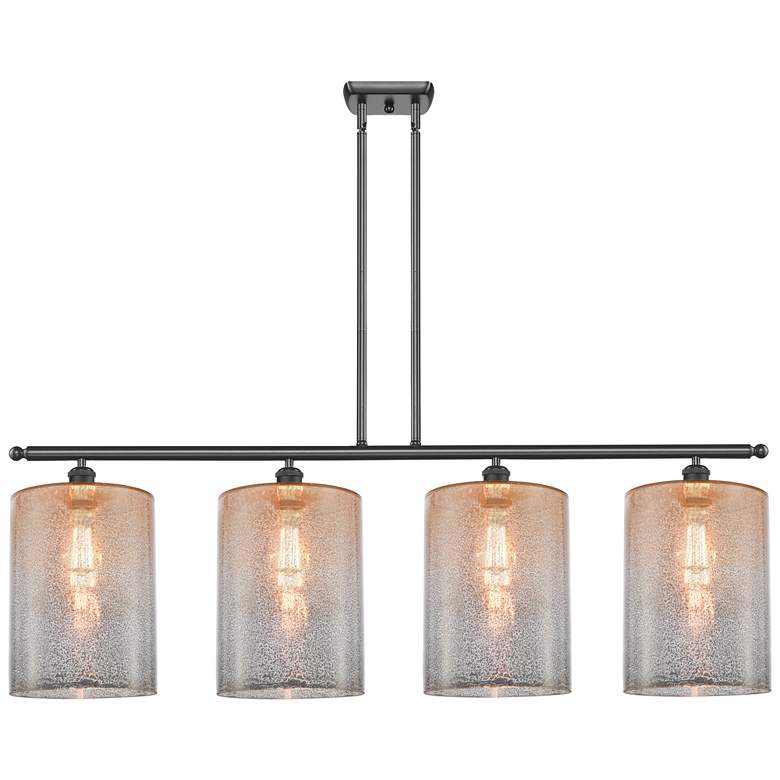 Image 1 Cobbleskill 10" 4 Light Matte Black Island Light w/ Mercury Shade