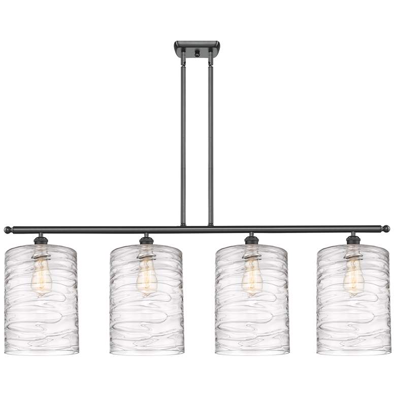 Image 1 Cobbleskill 10" 4 Light Matte Black Island Light w/ Swirl Shade