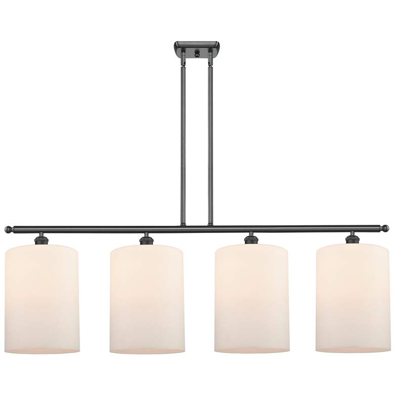 Image 1 Cobbleskill 10" 4 Light Matte Black Island Light w/ White Shade