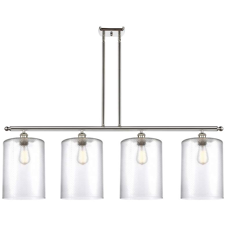 Image 1 Cobbleskill 10" 4 Light Nickel Island Light w/ Clear Shade