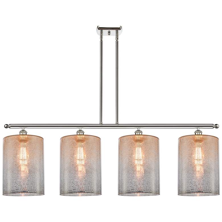 Image 1 Cobbleskill 10" 4 Light Nickel Island Light w/ Mercury Shade