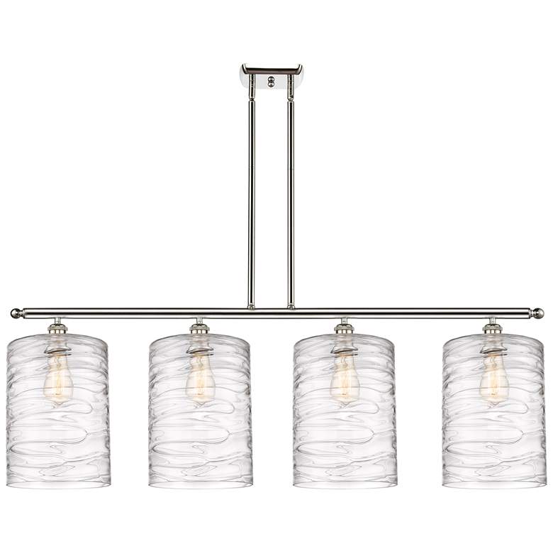 Image 1 Cobbleskill 10" 4 Light Nickel Island Light w/ Swirl Shade