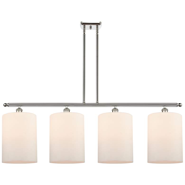 Image 1 Cobbleskill 10" 4 Light Nickel Island Light w/ White Shade