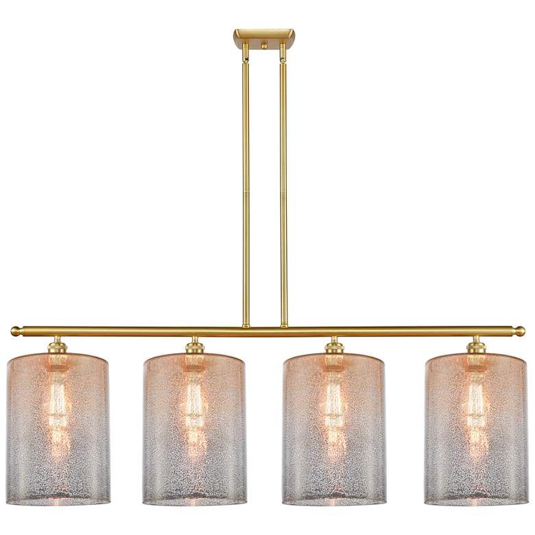 Image 1 Cobbleskill 10" 4 Light Satin Gold Island Light w/ Mercury Shade