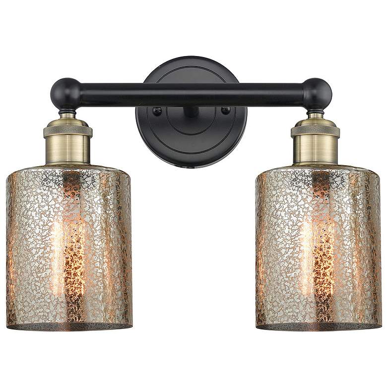 Image 1 Cobbleskill 11 1/4"H Black 2-Light Wall Sconce w/ Mercury