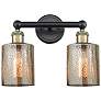 1_Cobbleskill 11 1/4"H Black 2-Light Wall Sconce w/ Mercury