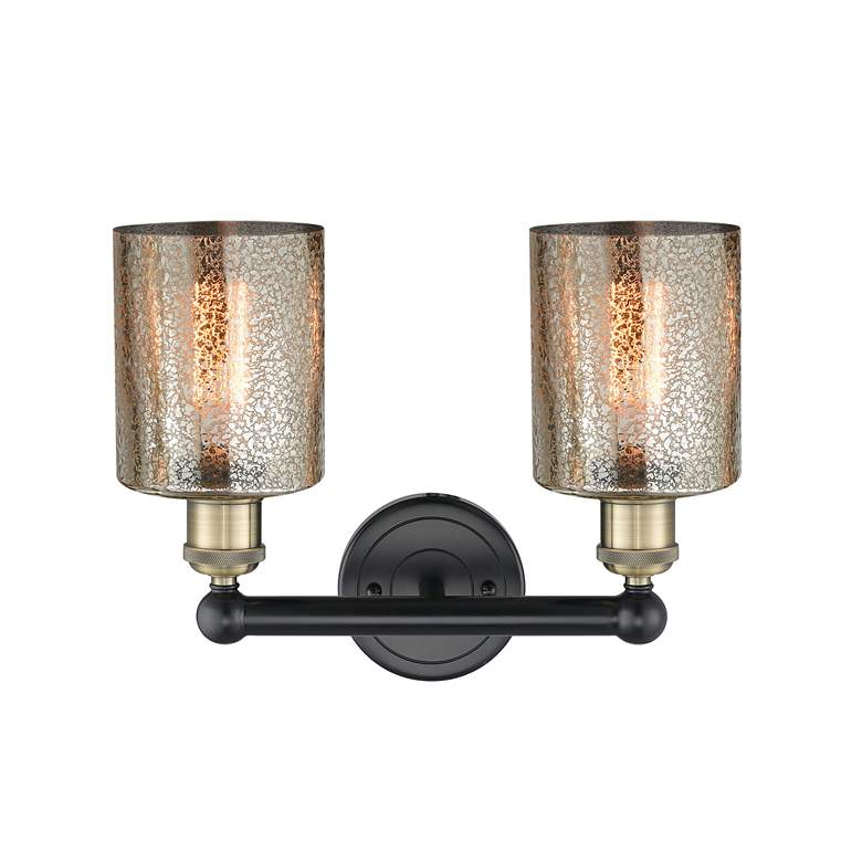 Image 2 Cobbleskill 11 1/4"H Black 2-Light Wall Sconce w/ Mercury more views