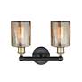 2_Cobbleskill 11 1/4"H Black 2-Light Wall Sconce w/ Mercury more views