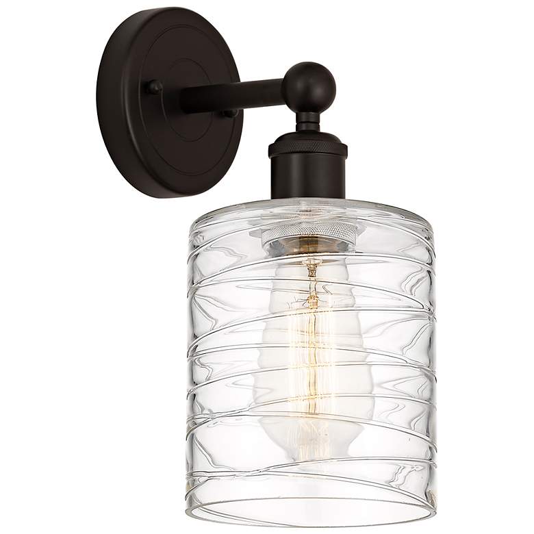 Image 1 Cobbleskill 11 1/4"H Oil-Rubbed Bronze Sconce w/ Swirl Glass