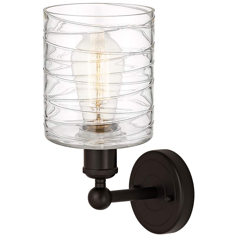 Image 2 Cobbleskill 11 1/4"H Oil-Rubbed Bronze Sconce w/ Swirl Glass more views