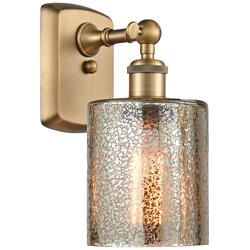Cobbleskill 11" High Brushed Brass and Mercury Wall Sconce