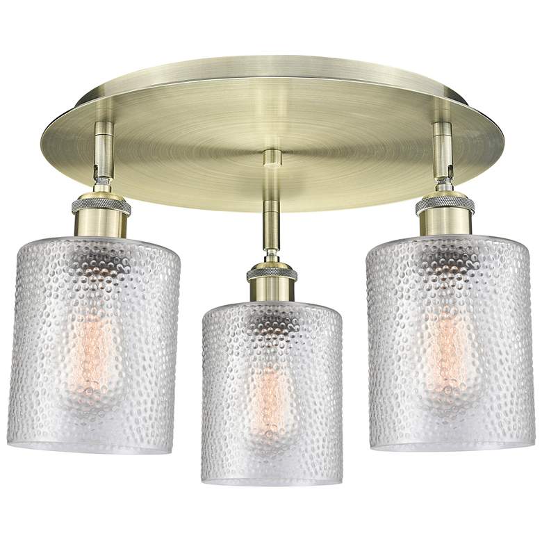 Image 1 Cobbleskill 17.75"W 3 Light Antique Brass Flush Mount w/ Clear Glass S