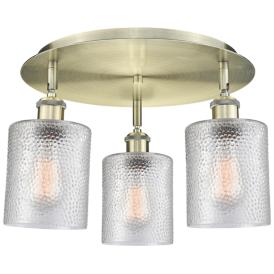 Cobbleskill 17.75"W 3 Light Antique Brass Flush Mount w/ Clear Glass S Cobbleskill 17.75"W 3 Light Antique Brass Flush Mount w/ Clear Glass S