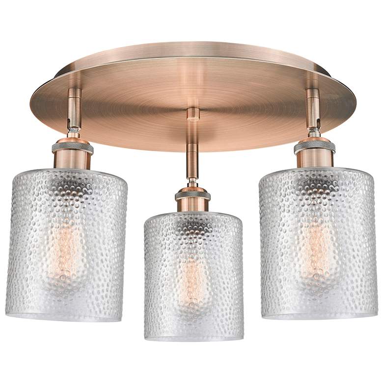 Image 1 Cobbleskill 17.75"W 3 Light Antique Copper Flush Mount w/ Clear Glass