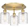Cobbleskill 17.75"W 3 Light Brushed Brass Flush Mount w/ Deco Swirl Sh
