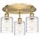 Cobbleskill 17.75"W 3 Light Brushed Brass Flush Mount w/ Deco Swirl Sh