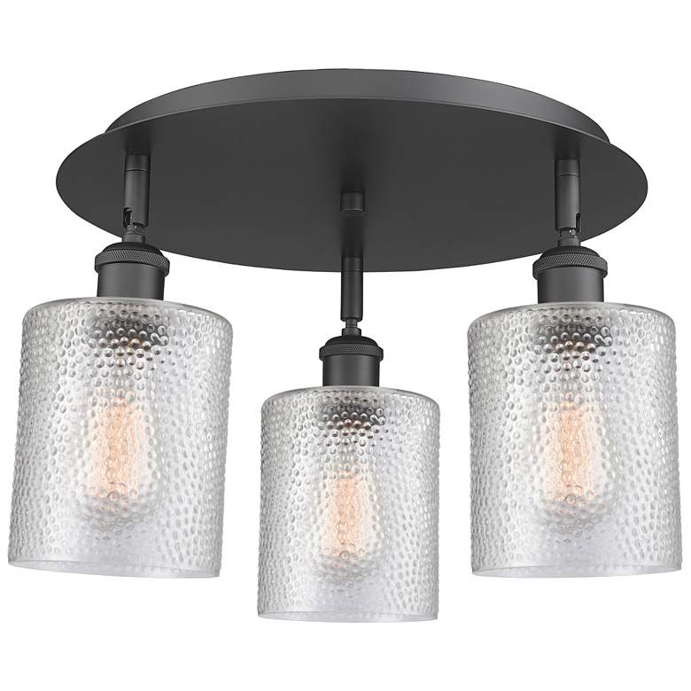 Image 1 Cobbleskill 17.75"W 3 Light Matte Black Flush Mount With Clear Glass S