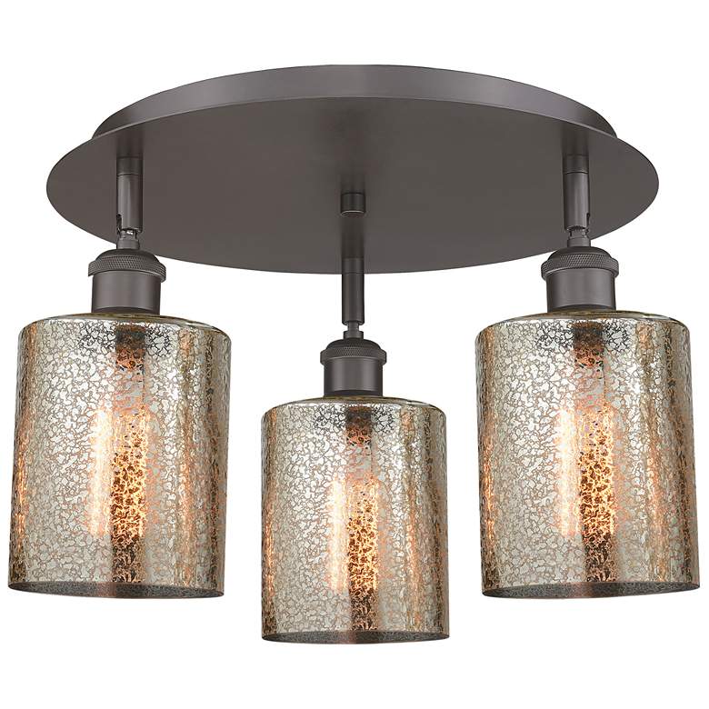Image 1 Cobbleskill 17.75"W 3 Light Oil Rubbed Bronze Flush Mount w/ Mercury S
