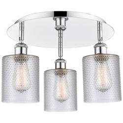 Cobbleskill 17.75&quot;W 3 Light Polished Chrome Flush Mount w/ Clear Shade
