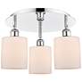 Cobbleskill 17.75"W 3 Light Polished Chrome Flush Mount w/ White Shade