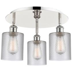 Cobbleskill 17.75&quot;W 3 Light Polished Nickel Flush Mount w/ Clear Shade