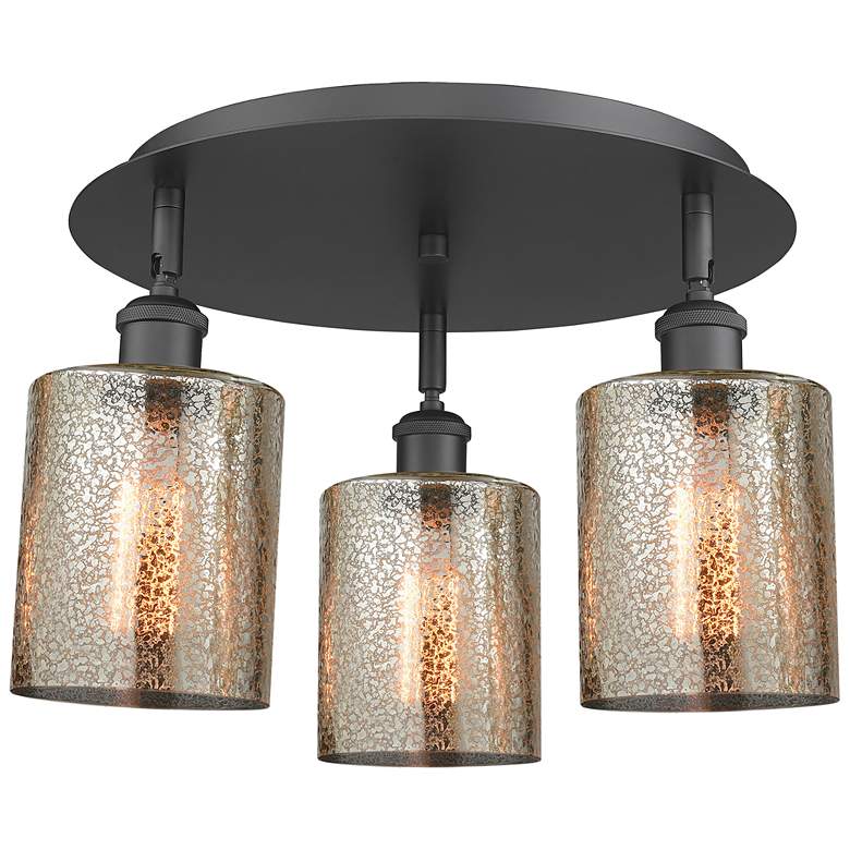Image 1 Cobbleskill 17 3/4" Wide Matte Black 3-Light Ceiling Light