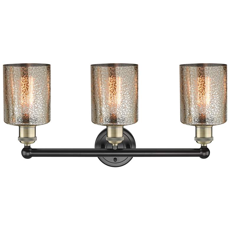 Image 2 Cobbleskill 23" Wide Black Brass Mercury 3-Light Bath Light more views