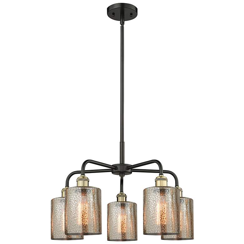 Image 1 Cobbleskill 23"W 5 Light Black Brass Stem Hung Chandelier w/ Mercury S
