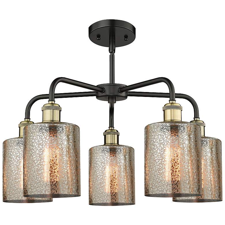 Image 2 Cobbleskill 23"W 5 Light Black Brass Stem Hung Chandelier w/ Mercury S more views