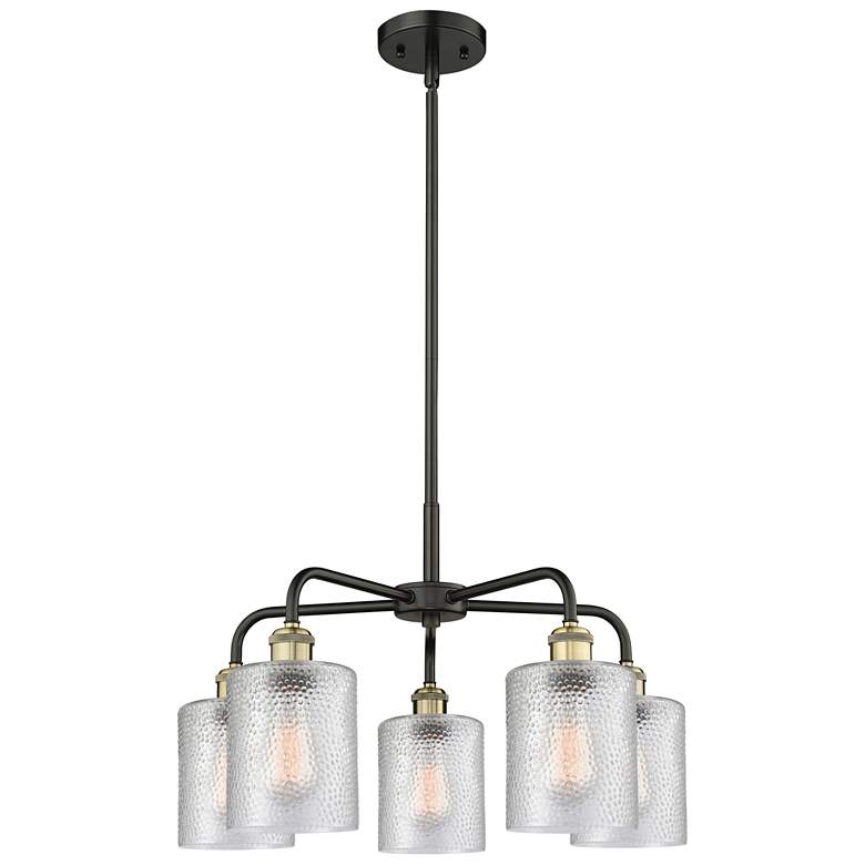 Image 1 Cobbleskill 23"W 5 Light Black Brass Stem Hung Chandelier With Clear S