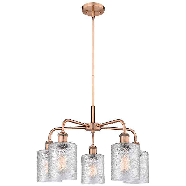 Image 1 Cobbleskill 23 inchW 5 Light Copper Stem Hung Chandelier With Clear Shade