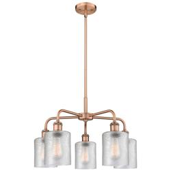 Cobbleskill 23&quot;W 5 Light Copper Stem Hung Chandelier With Clear Shade