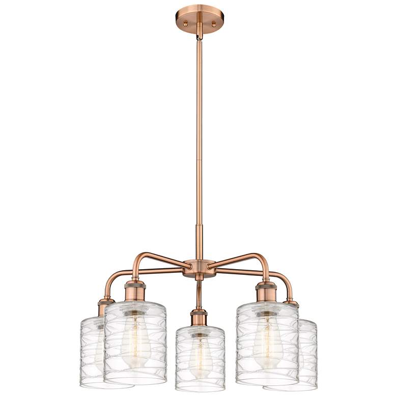 Image 1 Cobbleskill 23"W 5 Light Copper Stem Hung Chandelier With Deco Swirl S