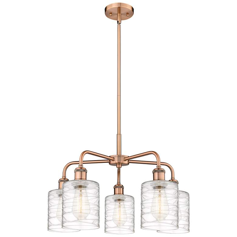 Image 1 Cobbleskill 23"W 5 Light Copper Stem Hung Chandelier With Deco Swirl S