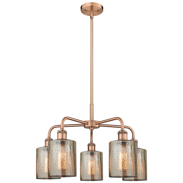 Image 1 Cobbleskill 23"W 5 Light Copper Stem Hung Chandelier With Mercury Shad