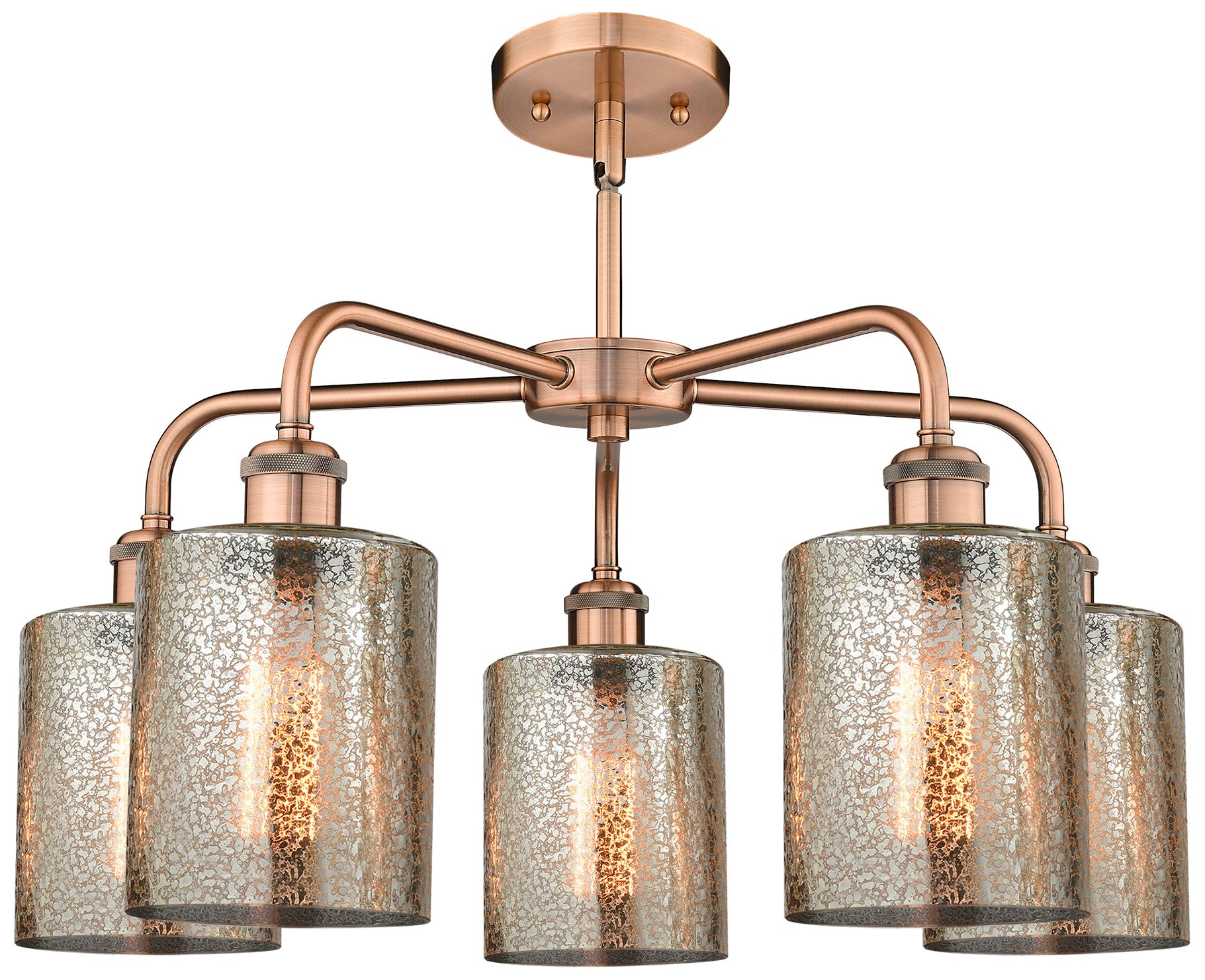 Image 2 Cobbleskill 23"W 5 Light Copper Stem Hung Chandelier With Mercury Shad more views