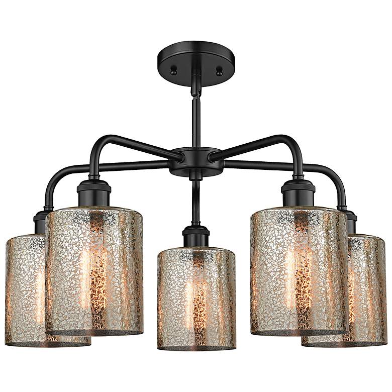 Image 3 Cobbleskill 23"W 5 Light Matte Black Stem Hung Chandelier w/ Mercury S more views