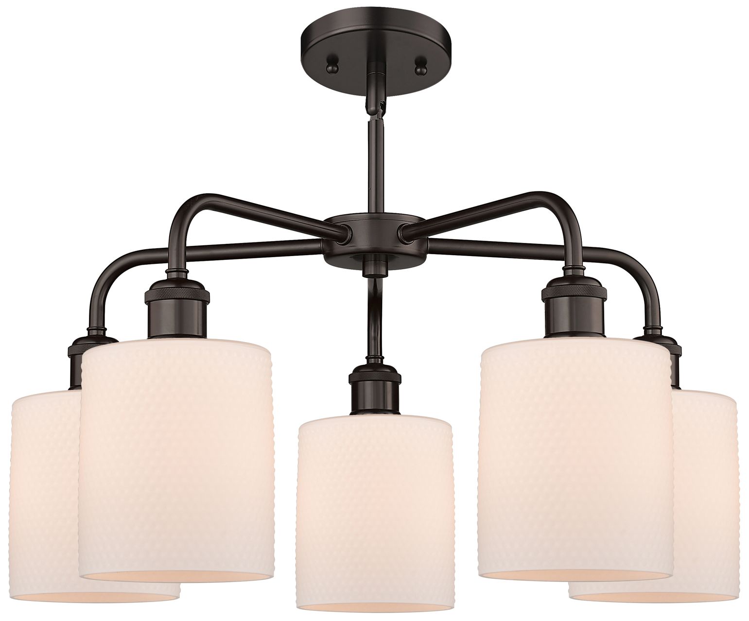 Image 2 Cobbleskill 23"W 5 Light Oil Rubbed Bronze Stem Chandelier w/ White Sh more views