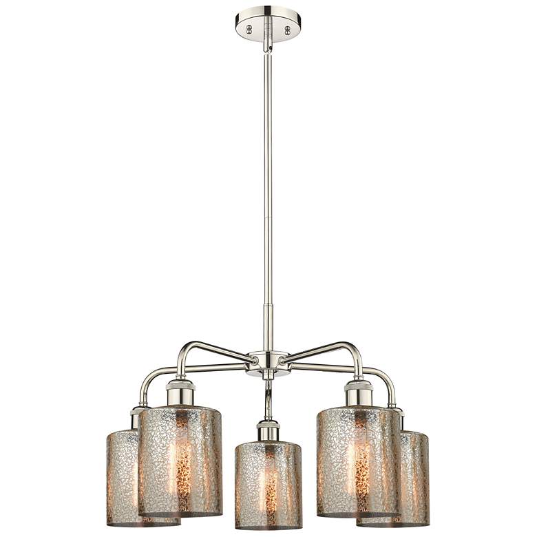 Image 1 Cobbleskill 23"W 5 Light Polished Nickel Stem Chandelier w/ Mercury Sh