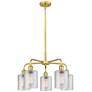 Cobbleskill 23"W 5 Light Satin Gold Stem Hung Chandelier With Clear Sh