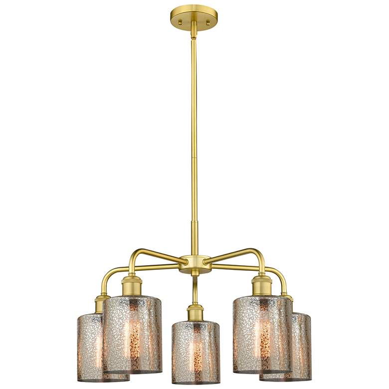 Image 1 Cobbleskill 23"W 5 Light Satin Gold Stem Hung Chandelier With Mercury