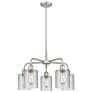 Cobbleskill 23"W 5 Light Satin Nickel Stem Hung Chandelier With Clear 